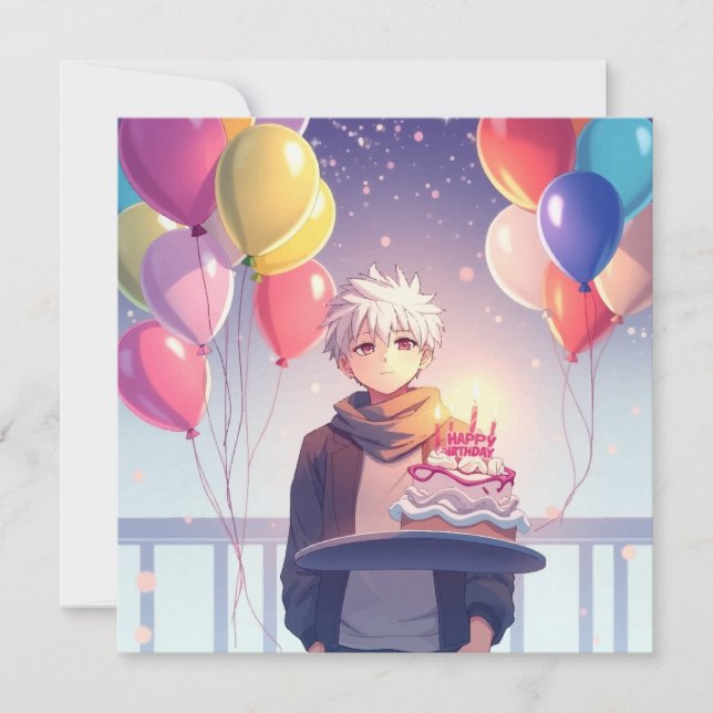 Tarjeta de cumpleaños de Anime Boy (Anverso)