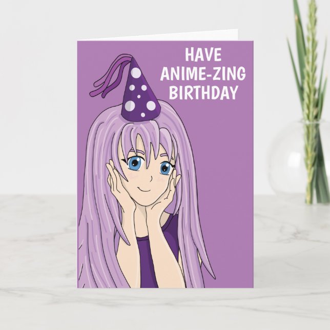 Tarjeta de cumpleaños de Anime Chica (Anverso)