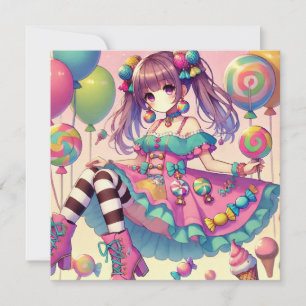 Tarjeta de cumpleaños de Anime chica Candy