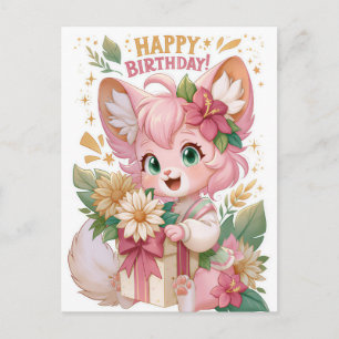 Tarjeta de cumpleaños de anime lindo