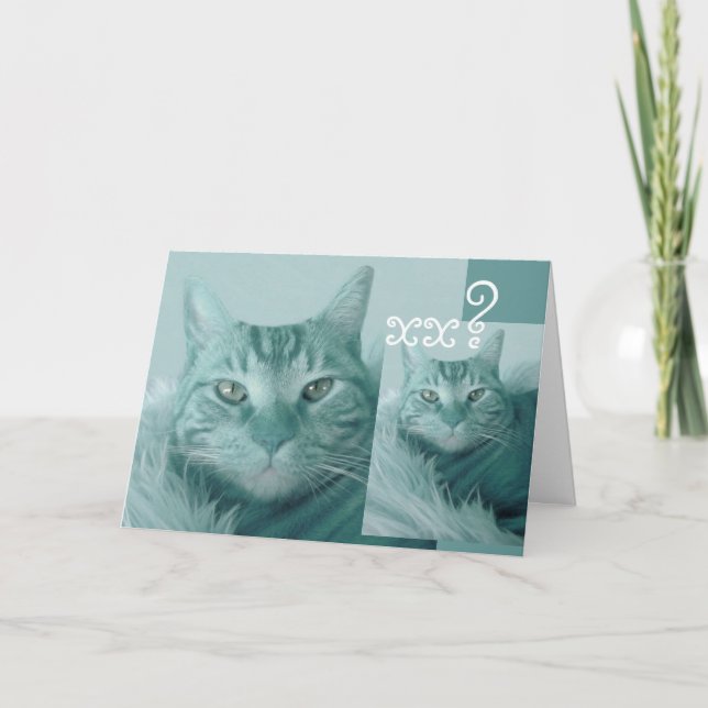 Tarjeta de cumpleaños de año personalizado - Gato  (Anverso)