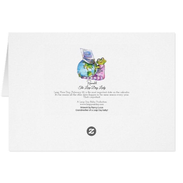 Tarjeta de cumpleaños de Año Salto (Reverso Horizontal)