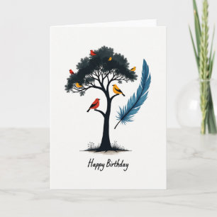Tarjeta de cumpleaños de árbol artístico