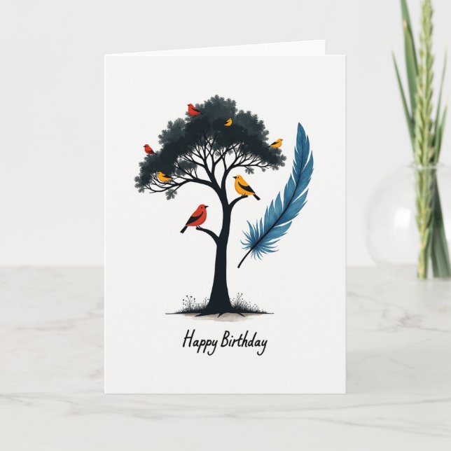 Tarjeta de cumpleaños de árbol artístico (Anverso)