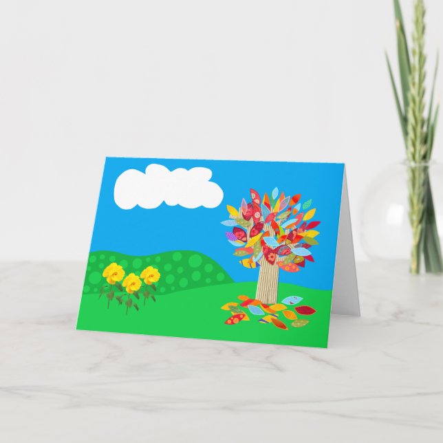 Tarjeta de cumpleaños de árbol de otoño de Jo Imag (Anverso)