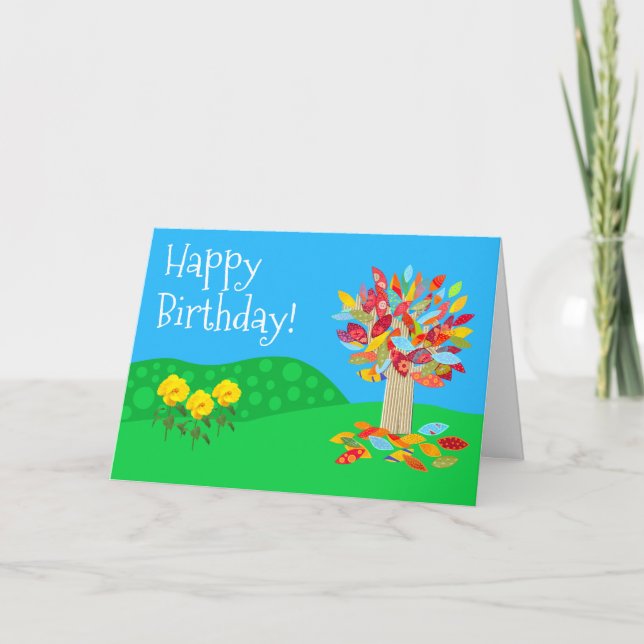 Tarjeta de cumpleaños de árbol de otoño nueva por  (Anverso)