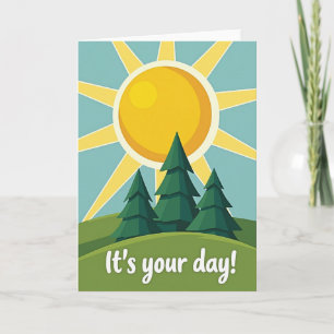 Tarjeta de cumpleaños de árboles geométricos