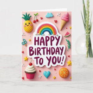 Tarjeta de cumpleaños de arcoíris dulce