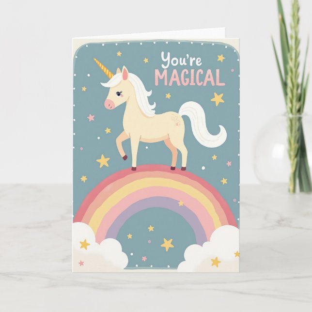 Tarjeta de cumpleaños de arcoíris mágico (Anverso)