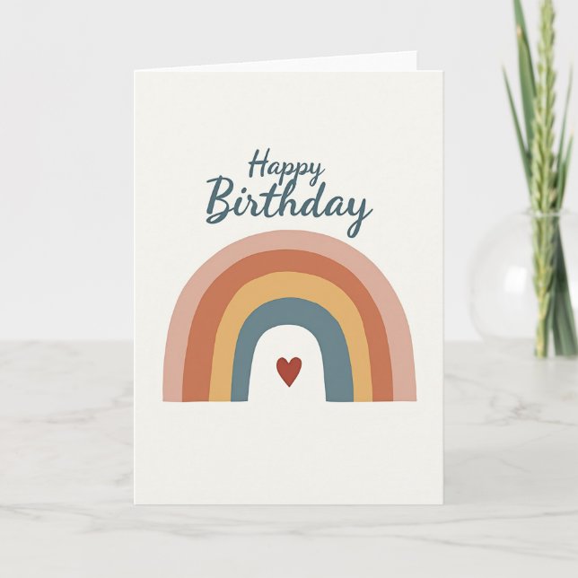 Tarjeta de cumpleaños de arcoíris silenciada (Anverso)