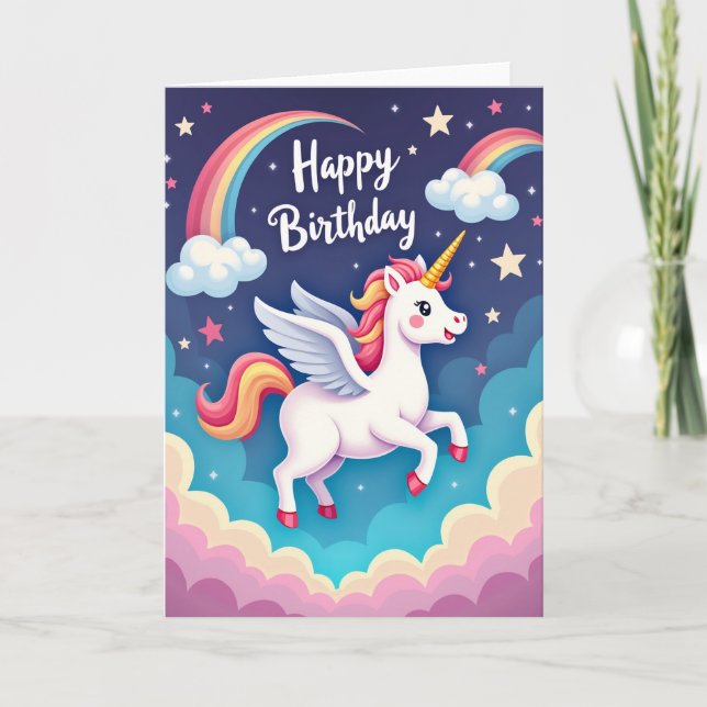 Tarjeta de cumpleaños de arcoíris soñador (Anverso)