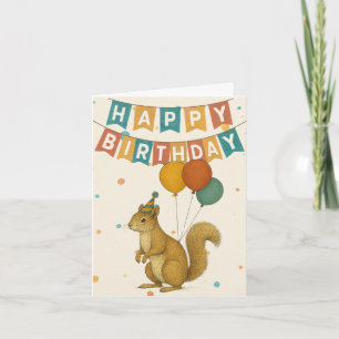 Tarjeta de cumpleaños de ardilla - Animal de Fiest