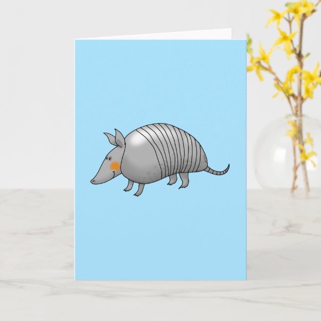 tarjeta de cumpleaños de armadillo lindo (flor amarilla)