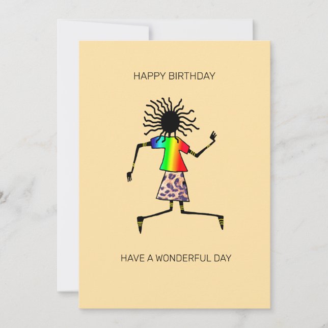 Tarjeta de cumpleaños de arte africano, baile amab (Anverso)