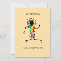 Tarjeta de cumpleaños de arte africano, baile amab