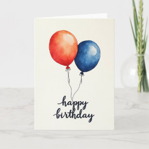 Tarjeta de cumpleaños de arte azul coral