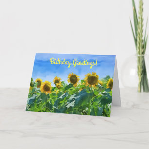 Tarjeta de cumpleaños de arte Big Sunflower Garden