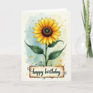 Tarjeta de cumpleaños de arte botánico