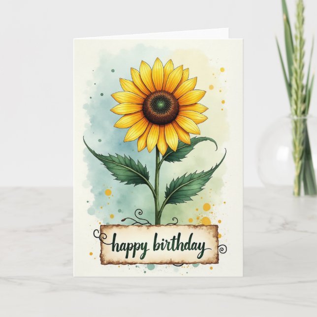 Tarjeta de cumpleaños de arte botánico (Anverso)