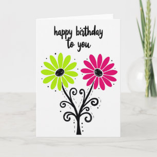 Tarjeta de cumpleaños de arte botánico alegre