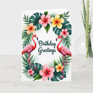 Tarjeta de cumpleaños de arte de aves tropicales