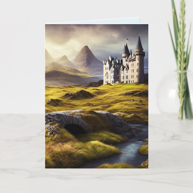 TARJETA DE CUMPLEAÑOS DE ARTE DE CASTILLO INGLÉS (Anverso)
