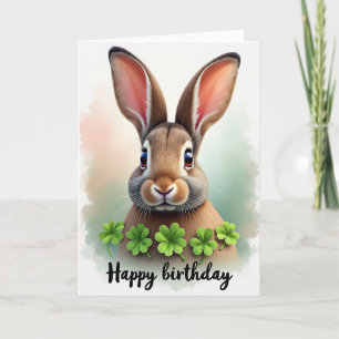Tarjeta de cumpleaños de arte de conejo caprichoso