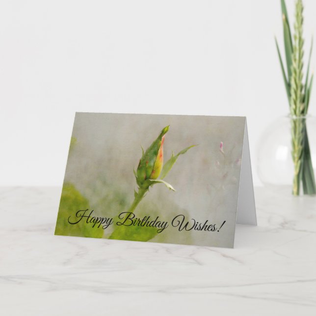 Tarjeta de cumpleaños de arte de flores de rosa am (Anverso)