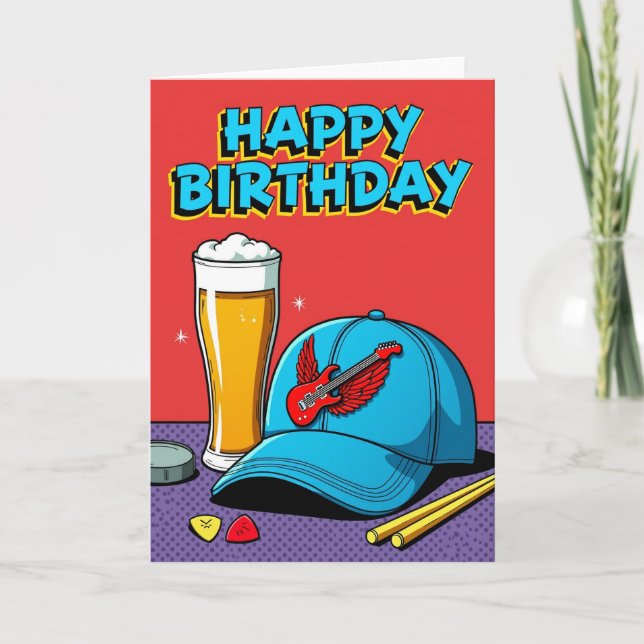 Tarjeta de cumpleaños de arte de guitarra (Anverso)