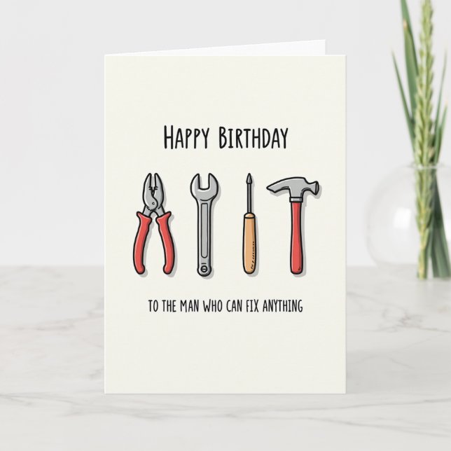 Tarjeta de cumpleaños de arte de herramientas de h (Anverso)