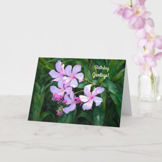 Tarjeta de cumpleaños de arte de jardín de flores  (Orquídea)