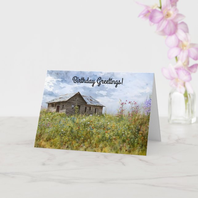 Tarjeta de cumpleaños de arte de la vieja casa de  (Orquídea)