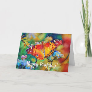 Tarjeta de cumpleaños de arte de mariposa colorida