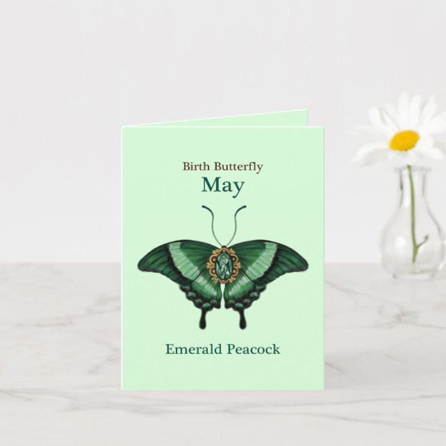 Tarjeta de cumpleaños de arte de mariposa pavo rea (Planta pequeña)