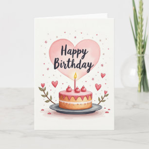 Tarjeta de cumpleaños de arte de pastel dulce