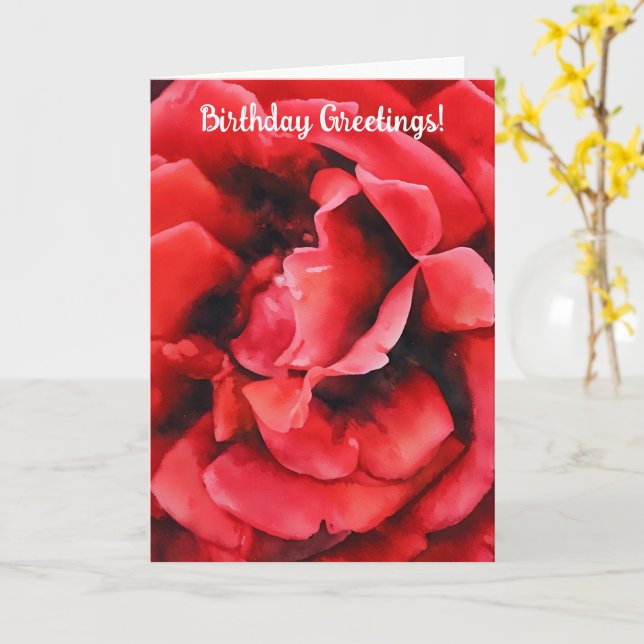Tarjeta de cumpleaños de arte de Petales de Rosa R (flor amarilla)