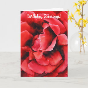 Tarjeta de cumpleaños de arte de Petales de Rosa R