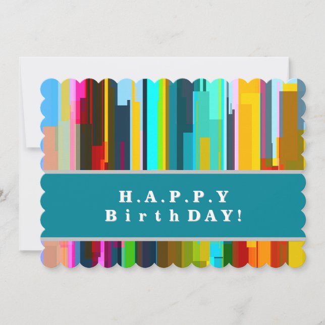 Tarjeta de cumpleaños de arte de resumen moderno p (Anverso)