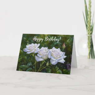Tarjeta de cumpleaños de arte de rosas blancas bon