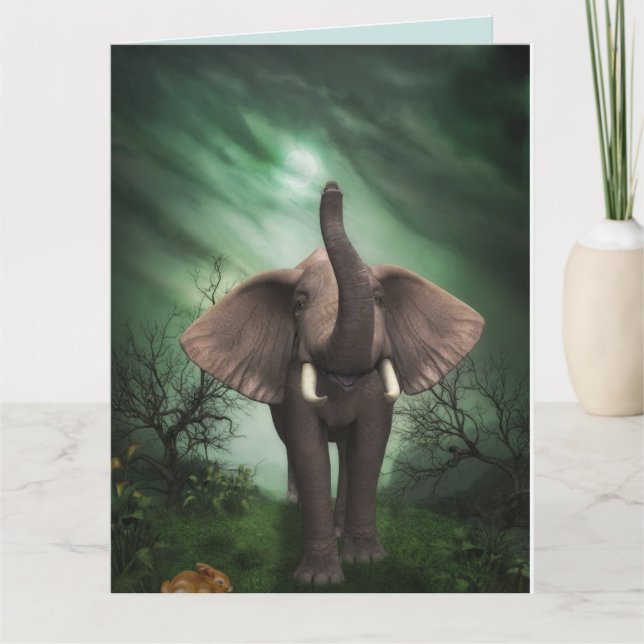 TARJETA DE CUMPLEAÑOS DE ARTE ELEFANTE (Anverso)