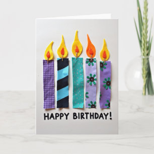 Tarjeta de cumpleaños de arte en tela festiva