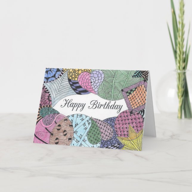 Tarjeta de cumpleaños de arte enredado (Anverso)