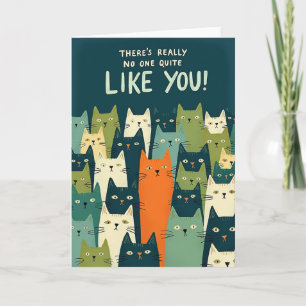 Tarjeta de cumpleaños de arte felino caprichoso