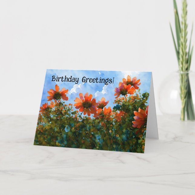 Tarjeta de cumpleaños de arte floral de flores de  (Anverso)