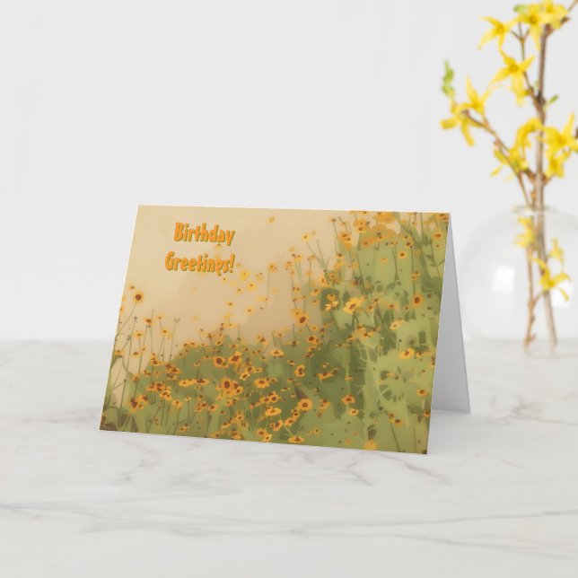 Tarjeta de cumpleaños de arte floral de flores de  (flor amarilla)