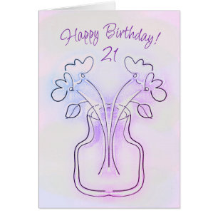 Tarjeta de cumpleaños de arte floral específica de