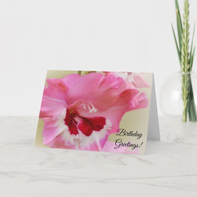 Tarjeta de cumpleaños de arte floral rosa y magent (Anverso)