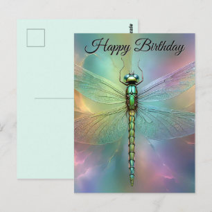 Tarjeta de cumpleaños de arte fractal de libélula