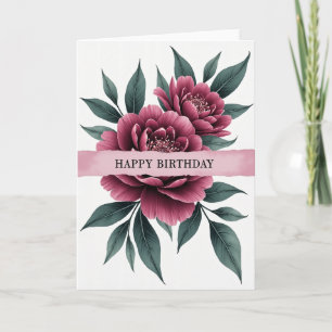 Tarjeta de cumpleaños de arte fucsia