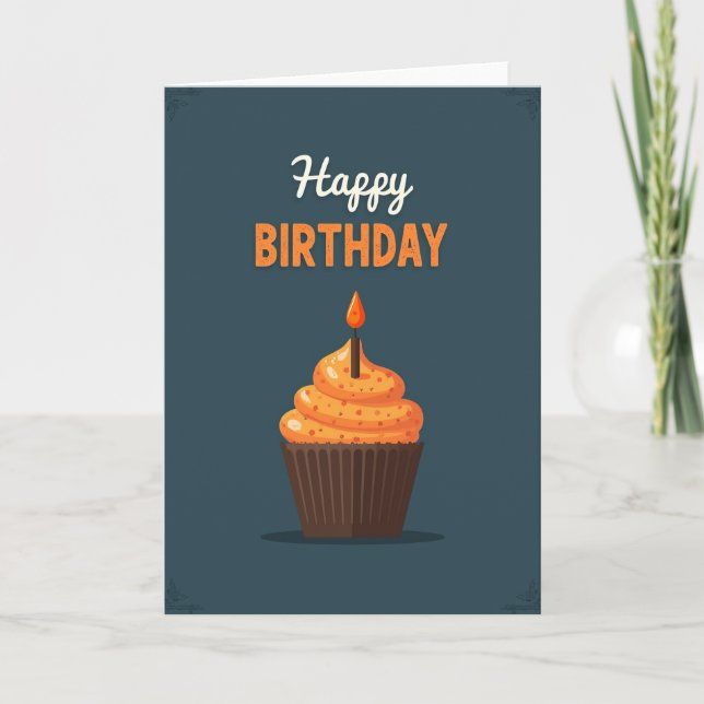 Tarjeta de cumpleaños de arte naranja turquesa (Anverso)